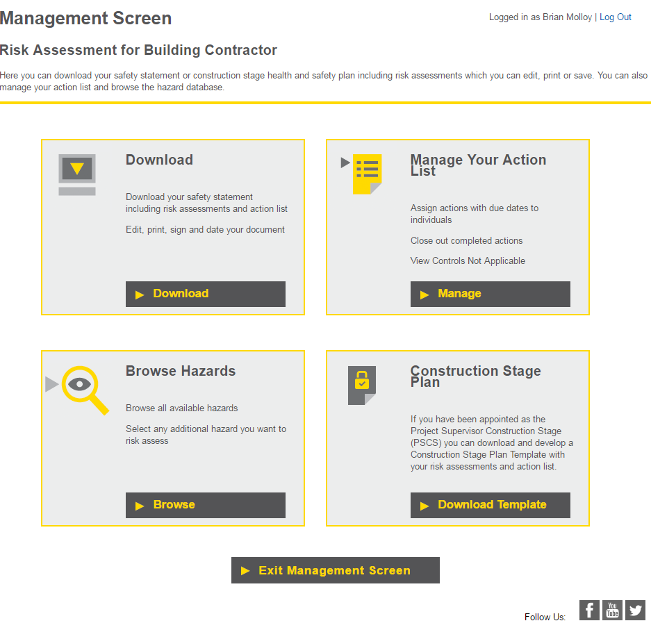 management screen